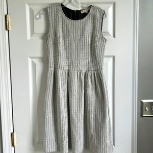 Loft white/black Herringbone A-line Dress